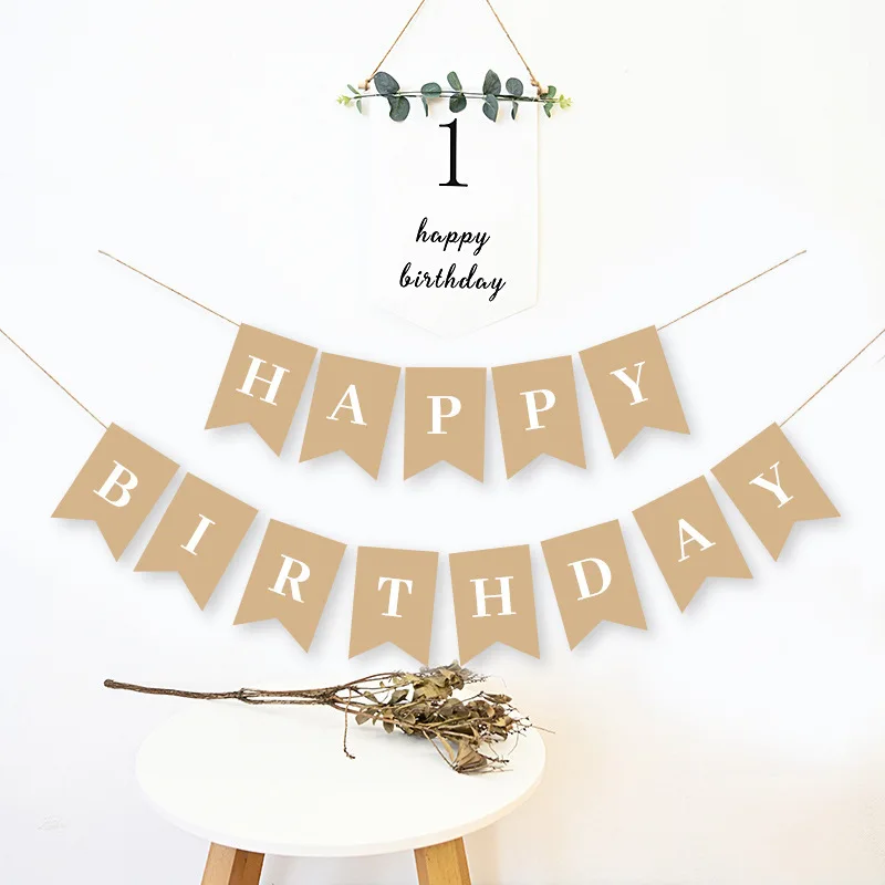 Happy Birthday Decoration 1-9th Happy Birthday Banner Balloons Flag Bunting First Decor Boy Girl Baby Shower Supplies birthday streamers birthday banner party decorations