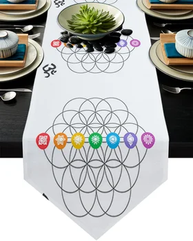 

Chakra Color Geometry Yoga Table Runner Home Party Dining Table Decorative Wedding Table Decoration Flower Cake Tablecloth