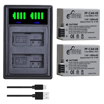 

LP-E8 LPE8 LP E8 Battery 1500mAh + LED Dual Charger for Canon EOS 550D 600D 650D 700D Kiss X4 X5 X6i X7i Rebel T2i T3i T4i T5i.