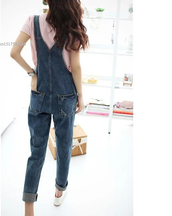  - 2023 Spring New Womens Ladies Baggy Denim Jeans Full Length Pinafore Dungaree Overall Jumpsuit Jeans Woman Denim Overalls HOT