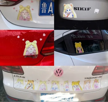 

LEFT SIDE 14CM Car Reflective Sticker Fashion Cartoon Anime Car Scratch Stickers Creative Rear Window Stickers waterproof