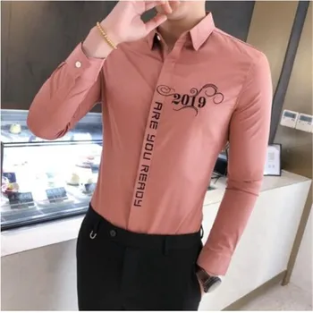 

Contrast Collar And Sleeve Shirt Men Slim Fit Solid Color Black White Camisa Social Masculina Black White Chemise Homme
