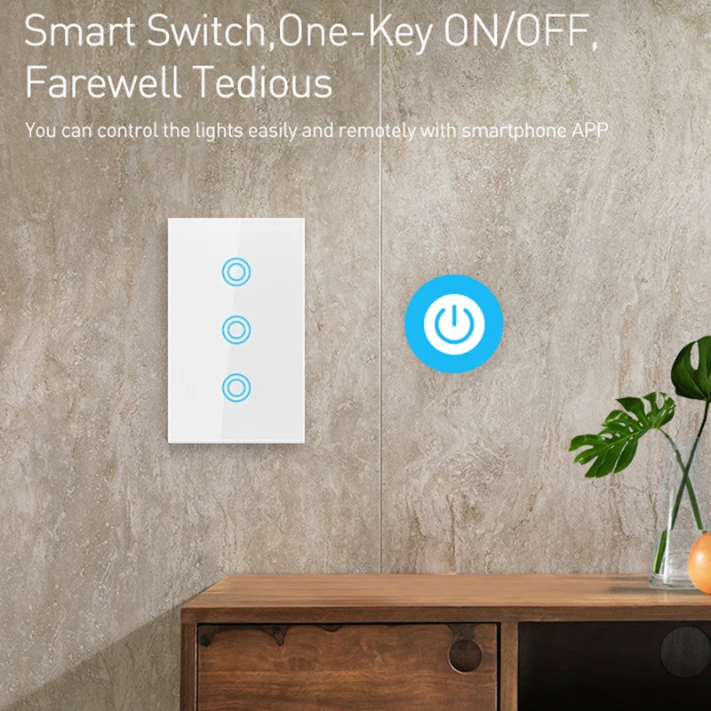 NEO COOLCAM 3 Gang Zwave Plus US Touch настенный светильник ель света 3CH Smart Light Switch Panel 908 4