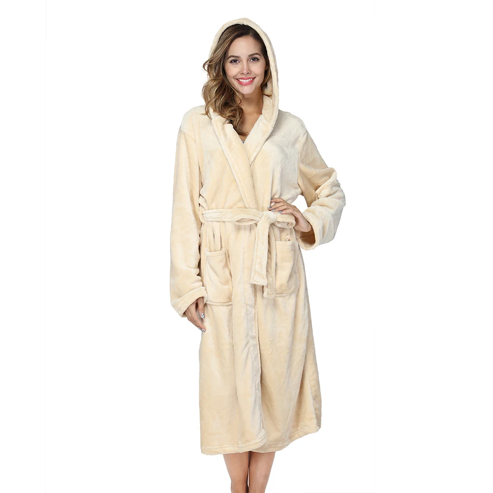 RONGTAI Yellow Fleece Womens Robe Bathrobes with HoodRobes AliExpress