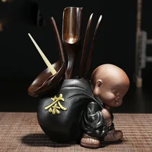 

Kung Fu Tea Set Tea Ceremony Little monk Tea Accessories Set Utensils Clip Needle Ceramic Cans Tea Scoop Strainers Six Gentleman