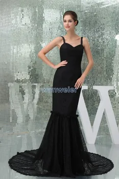 

free shipping 2020 lace mermaid evening gown new design hot Custom small train mermaid black long Mother of the Bride Dresses