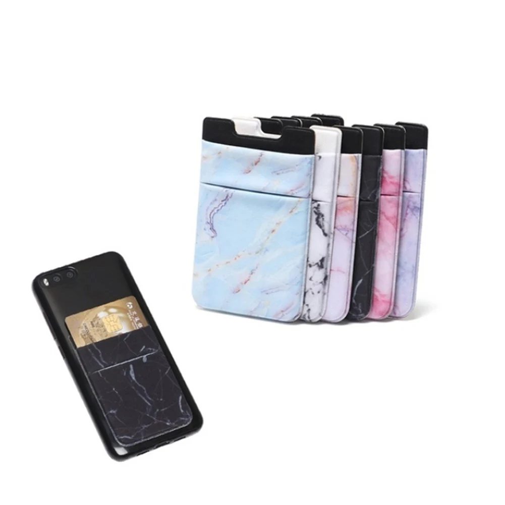 Эластичный мраморный портативный самоклеящийся Чехол для мобильного телефона с отделением для кредитных карт, клейкий кошелек