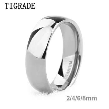Tigrade Pure Titanium Ring Silver Color Polished 2/4/6/8/10mm Classic Engagement Ring For Male Female Wedding Bands Anti-Allergy 1