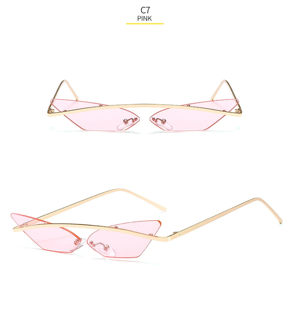 Vintage Cat Eye Sunglasses Unisex Multicolor Frameless Eyewear_voghion.com