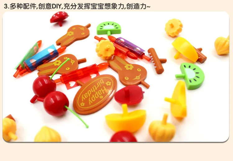 Children Play House Tableware Model DIY Birthday Gift Cut Cake Fruit Cut Toy Set Pieces of Sets