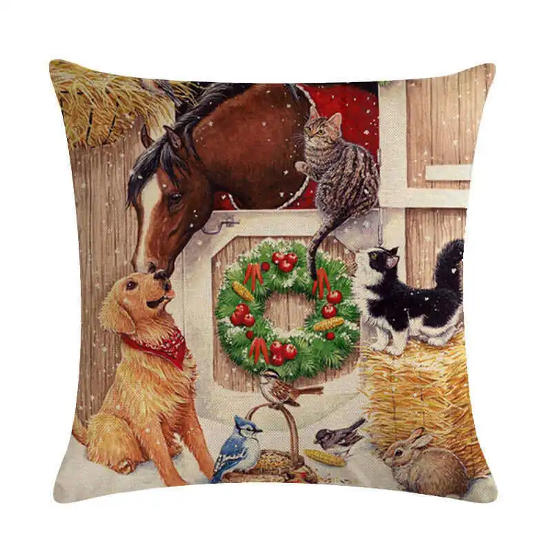 Чехол для собаки, декоративная мультяшная подушка с лошадью, подушка для кошки, Рождество - Цвет: 2