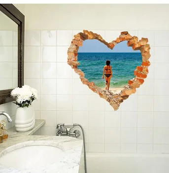 

3D Broken Wall Lover Love Sea Bedroom Living Room Study Special Decoration