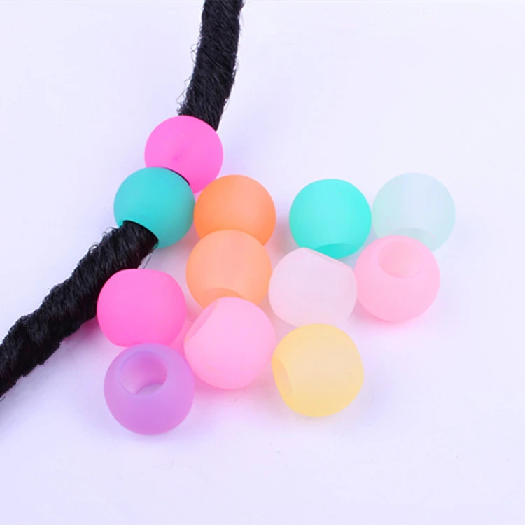 

50pcs Mixed Bright Candy Color Translucent Beads Round Acrylic Hair Beads For Girls Dreadlock Beads Hair Jewelry For Braids