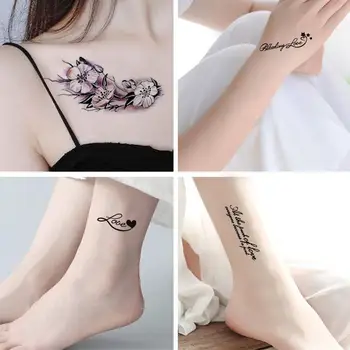 

1 Sheet Flower Body Art Temporary Tattoos Floral Letter Fake Stickers Back Tattoos Waterproof Tattoos Girls For Women F3V3