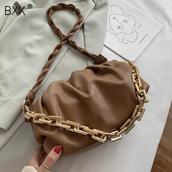 

[BXX] Wave Strap Belt Design PU Leather Crossbody Bags For Women 2020 Summer Shoulder Handbags Female Fashion Cloud Bag HN263
