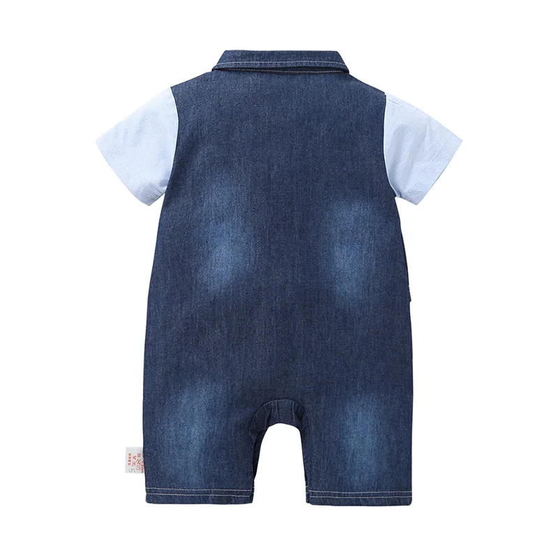 Г., комбинезон джентльмена для новорожденных мальчиков, одежда из двух предметов джинсовые комбинезоны для новорожденных с короткими рукавами и бантом в стиле пэчворк от 0 до 18 месяцев