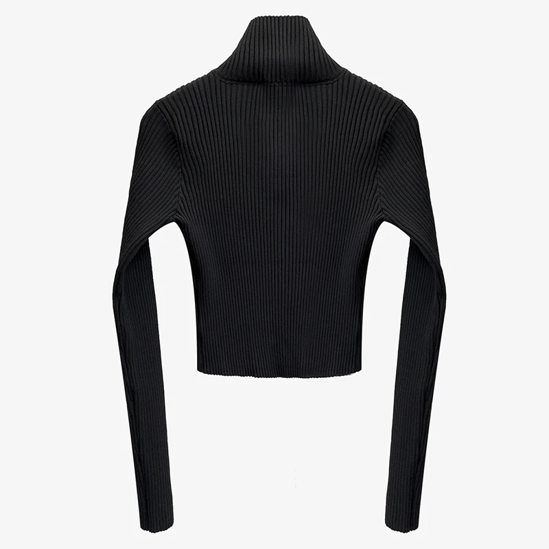 TWOTWINSTYLE Black Elastic Sweater For Women