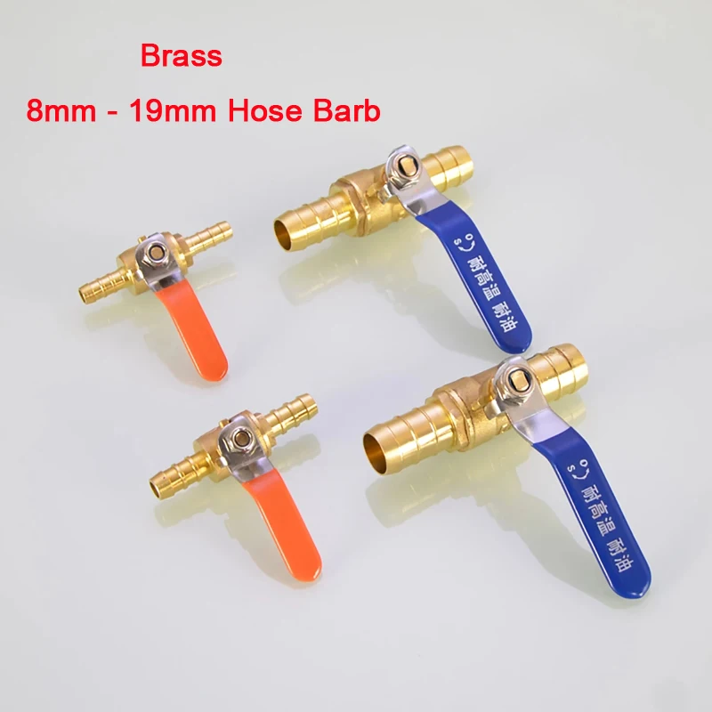 

1Pcs Brass Hose Barb Inline Shutoff Ball Valve Pipe Fittings Connector Water Oil Air Gas Fuel Small Valve 8mm10mm12mm16mm19mm