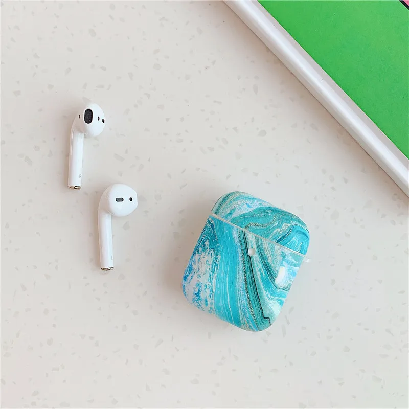 Luxury Ocean Waves Marble Pattern Case For Apple Airpods Cover Soft Silicone Bluetooth Earphone Protective Case For air pods 2 1 - Цвет: Style 1