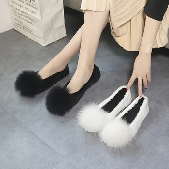 

Slip On Shoes For Women 2019 Fashion Women's Round Toe Shallow Mouth Casual Female Sneakers All-Match Flats Autumn Loafers Fur