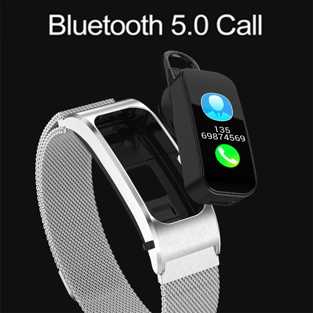 Фитнес-браслет для здоровья с bluetooth-наушником, музыкальный спортивный бизнес смарт-браслет, шагомер, измеритель артериального давления, пульсометр