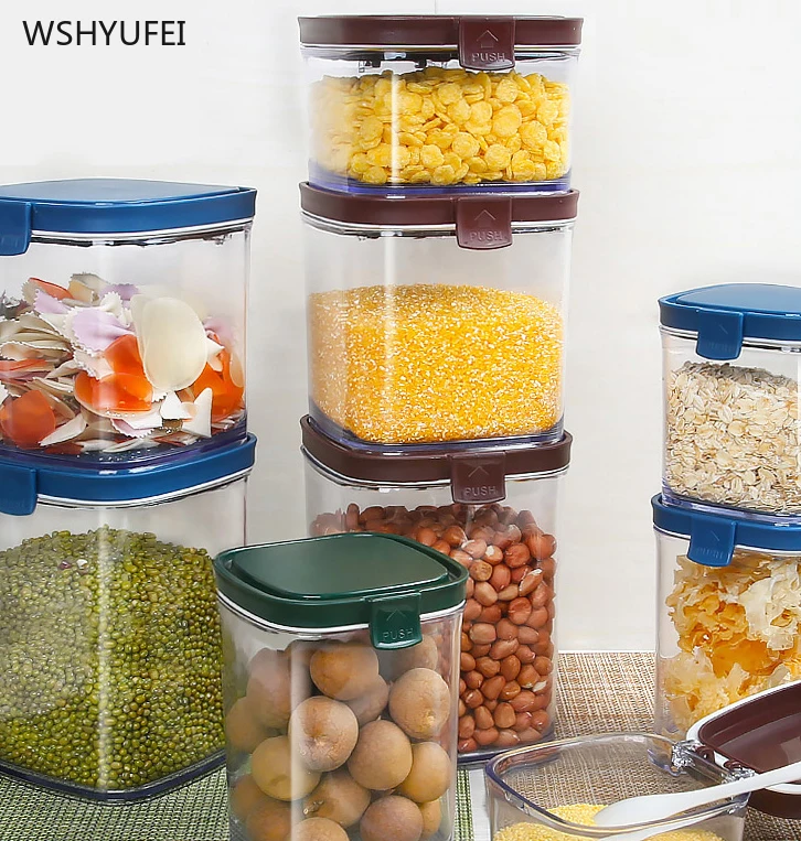 1Pcs Sealed moisture-proof kitchen storage tank plastic transparent tea cans milk powder snacks pasta biscuits home storage tank