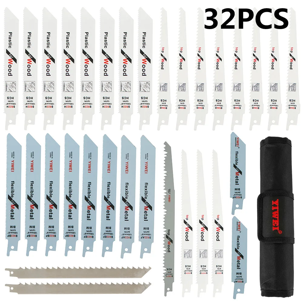 32pcs/sets Reciprocating Saw Jigsaw Blade Woodworking Metal Cutting Saw