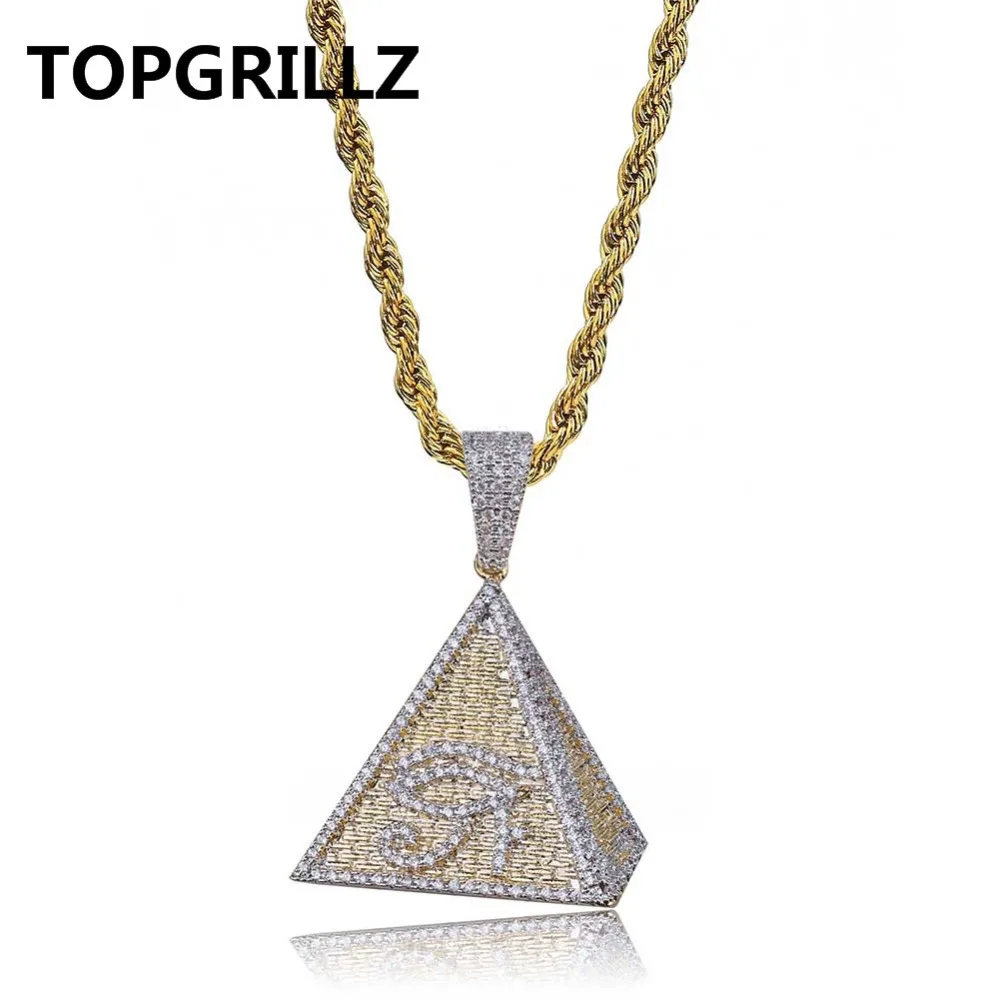 TOPGRILLZ хип-хоп позолоченный египетская Пирамида Глаз Гора кулон ожерелье со льдом набор украшений с цирконием Шарм ювелирные изделия