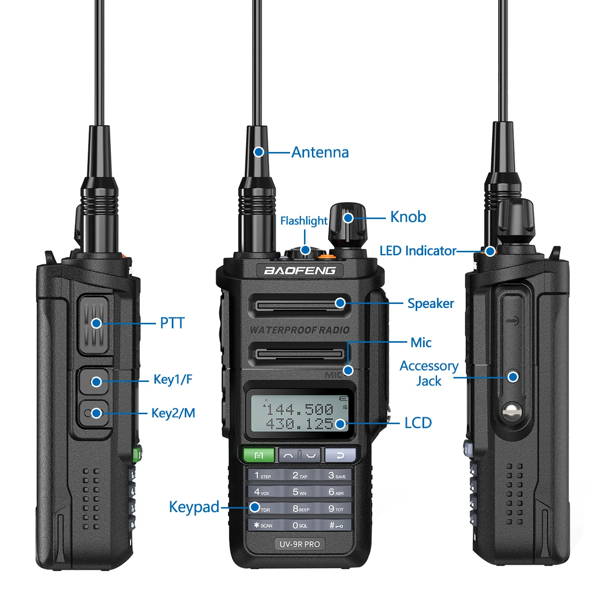 BAOFENG UV-9R VHF/UHF Dual Band Two Way Ham Radio Transceiver Walkie Talkie USA 