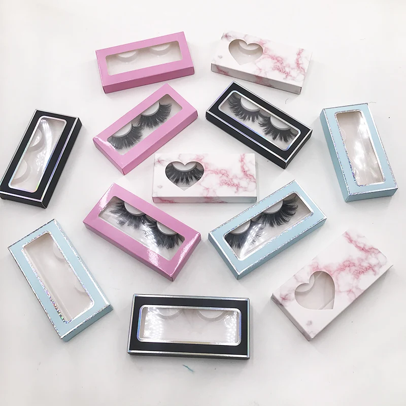 

Wholesale New Paper Eyelash Packaging Box Lash Boxes for 3D 25mm Mink Eyelashes Retangle Case with Tray Empty Lashes Box