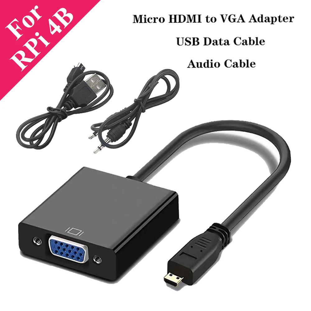 Микро HDMI в VGA кабель адаптер конвертер с аудио Micro USB для ПК XBOX PS 3/4 HDTV Raspberry Pi 4