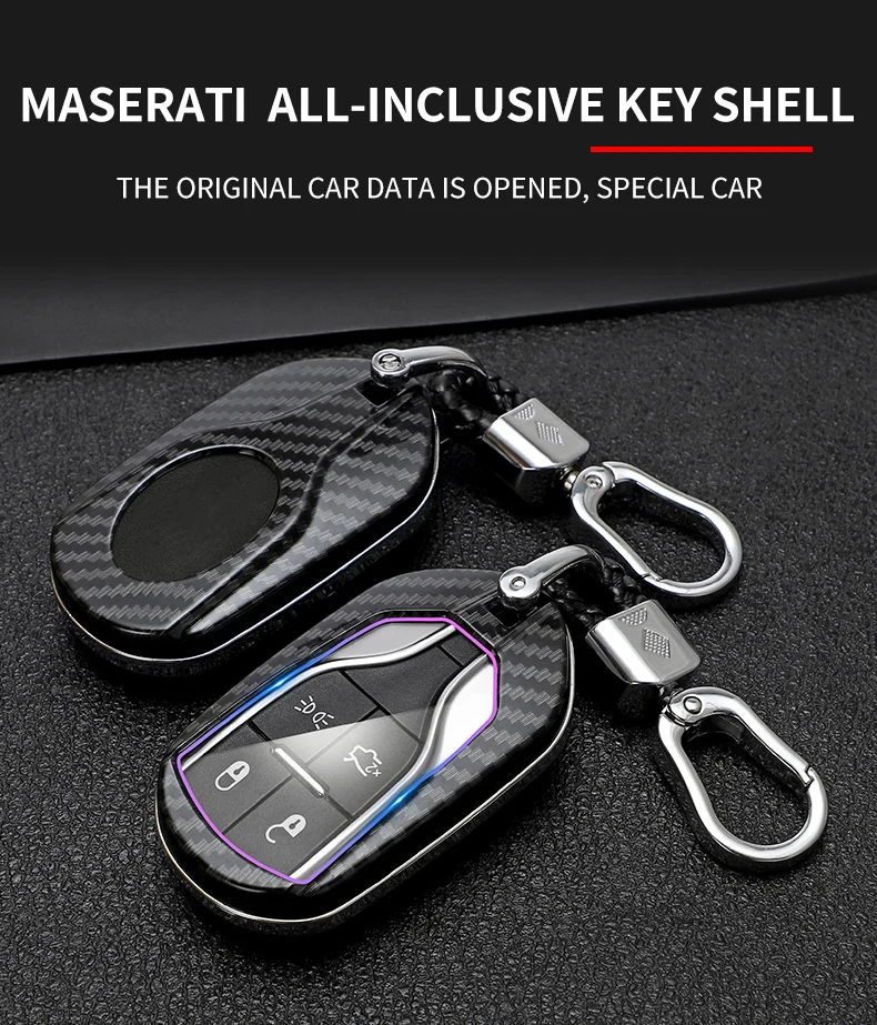 Carbon Fiber Car Smart Key Cover Case Fob For Maserati Levante Ghibli Quattroporte GT Granturism GranCabrio Protect Shell - H1199b1d6b469464cb9333f2afdf90514t