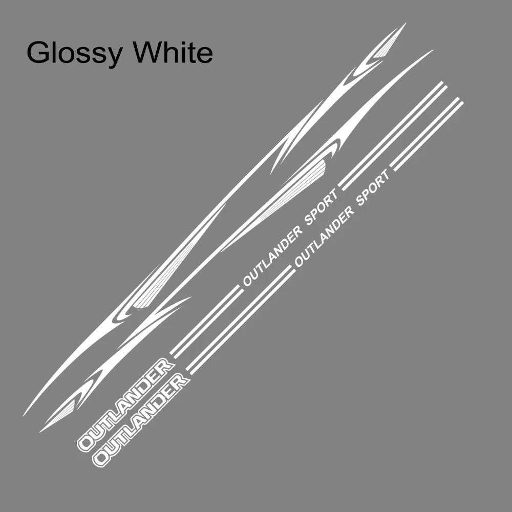 Glossy White 2 шт. наклейка на боковую дверь автомобиля для Mitsubishi Outlander DIY авто Спорт Персонализированная виниловая пленка наклейка Стайлинг Тюнинг автомобиля аксессуары - Color Name: Glossy White