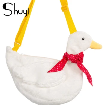 

Women bag Japan and South Korea cute sweet girl cute duck shoulder bag plush animal crossbody bagcasual women bag shoulder bag
