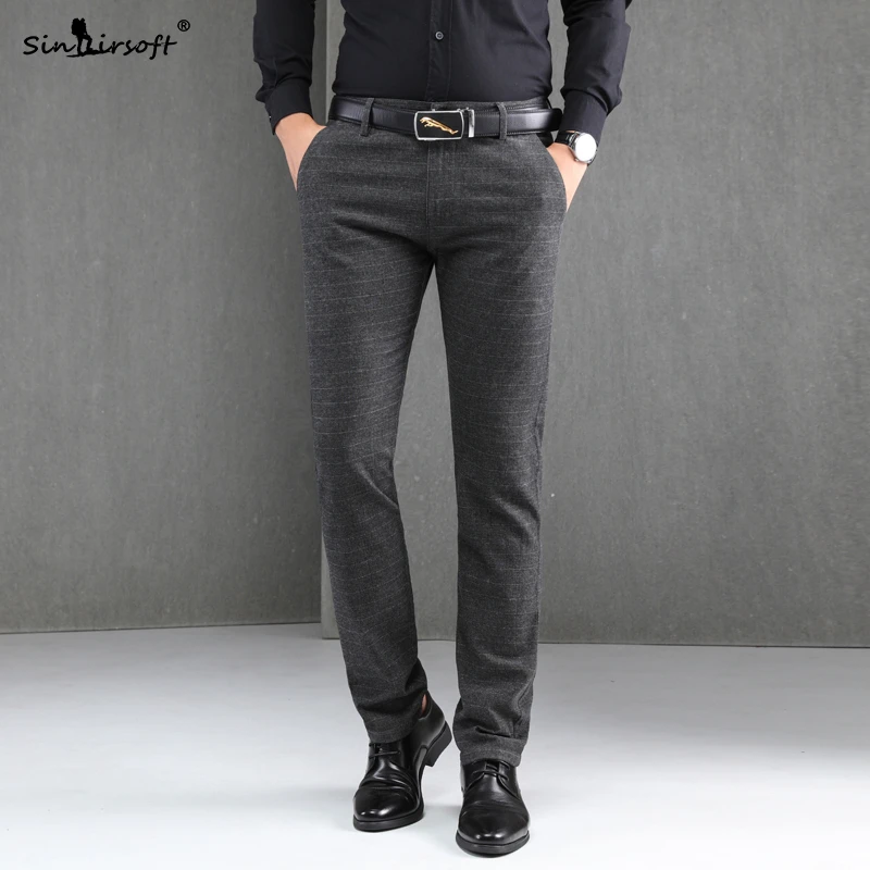 

2019 Autumn Casual Men's Trousers Micro-elastic Loose Korean Version Of The Lattice Straight Social Pants Male New 28-40
