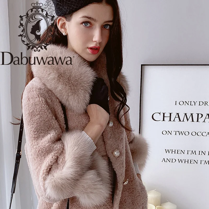 

Dabuwawa Faux Fur Long Coat Women Single Breasted Turn-down Collar Warm Winter Solid Straight Overcoat Outwear Ladies DN1DFR017