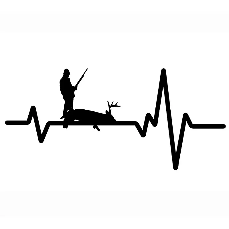 

15.7CM*7.2CM HUNTER Rifle Gun Ammo Deer Shot Heartbeat Vinyl Black/Silver Decal Car Sticker C22-1255