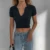 ITOOLIN Crop Top Женские рубашки Поло Летние футболки С коротким Рукавом Женская Винтажная Одежда Ребристый Сплошной Тонкий вязаный Топ Укороченные тройники