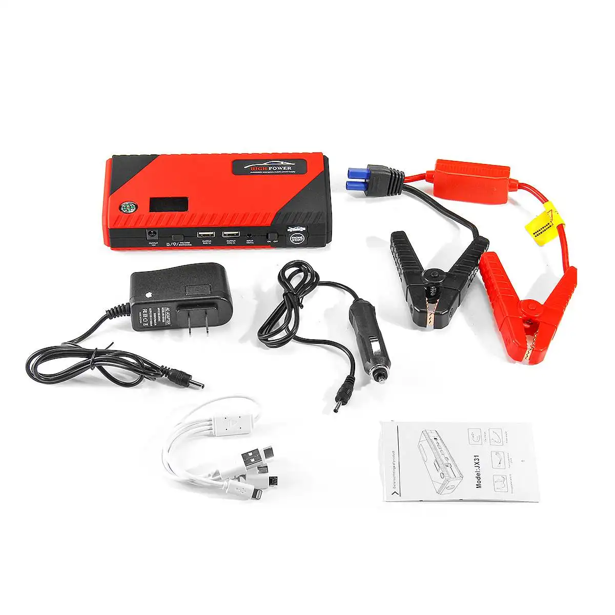 Автомобильный стартер power Bank аварийное светодиодное освещение 12 В 600A 4 USB портативный автомобильный аккумулятор бустер зарядное устройство бензиновый дизельный автомобильный стартер