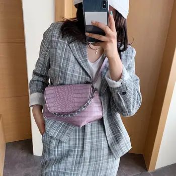 

Retro Leather Shoulder Bag For Women 2020 Fashion Solid Colour Irregular Handbag for Outdoor Shopping Traveling Decoration