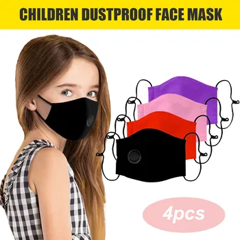 

4pcs Kids' Facemasks For Germ Protect Windproof Mascarillas Infantiles Con Filtro Face Maskswashable And Reusable Cloth Masque