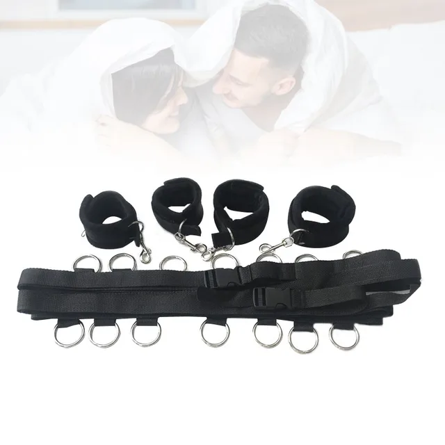8Pcs Set Erotic Fetish Restraint Bandage Sex Toys For Couples Adjustable Sex Restraint Belt Handcuffs BDSM