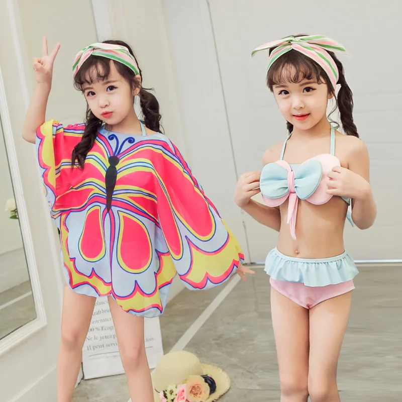 

2019 Korean-style New Style KID'S Swimwear Girls Swimwear Split Skirt-Big Boy Boxer Cute Butterfly Swimwear