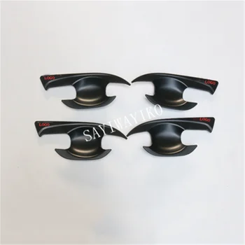 

2017 Black Door Handle Inserts fit For Nissan Navara Np300 Accessories Door Handle Insert Bowl Trims cover 2014-2018