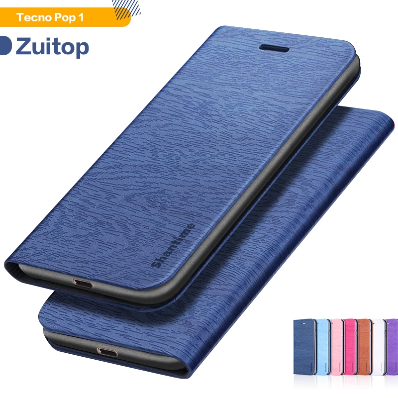 

Wood grain PU Leather Phone Case For Tecno Pop 1 Flip Book Case For TECNO F3 Business Wallet Case Soft Silicone Back Cover