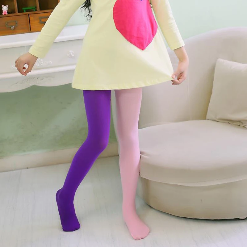 Kids Pantyhose Candy Color Mixed Tights for Girls 3-12Y