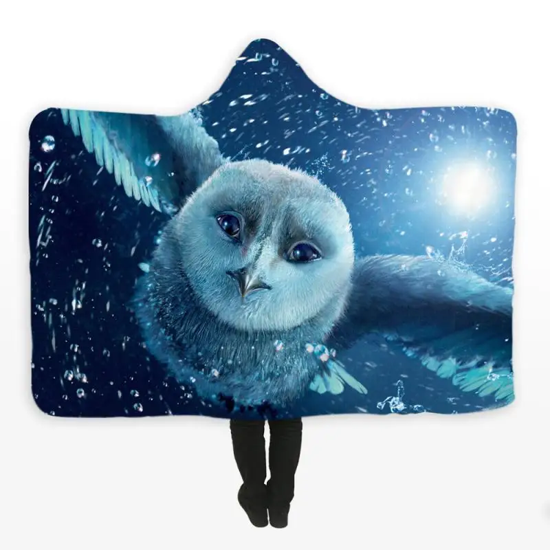 

3d Printed Hooded Blanket Animal Soft Blanket For Adults Sherpa Winter Throw Blanket Hoodie Blanket Travel Mantle Hooded Blanket