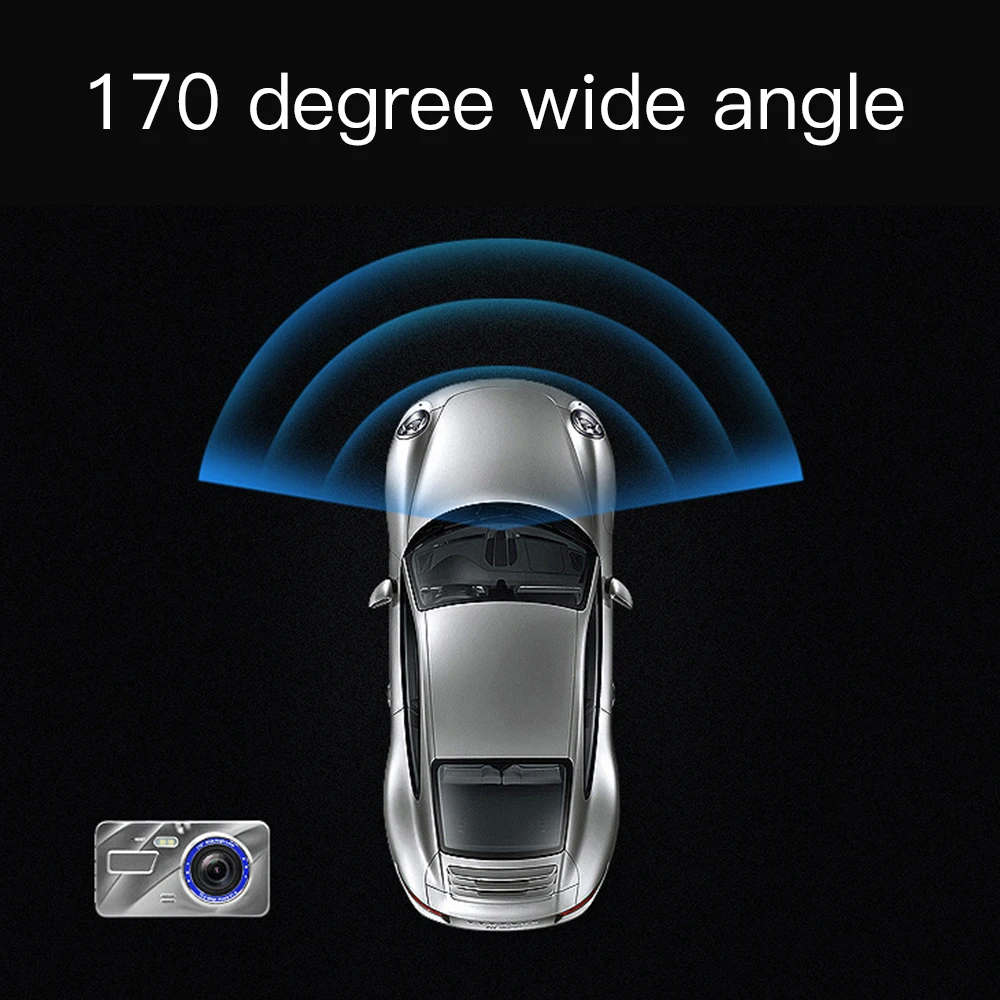  170 Degree Wide Angle 4.0 Inch 1080P HD Dual Lens Tachograph Rear View Camera Car DVR HD Video Reco