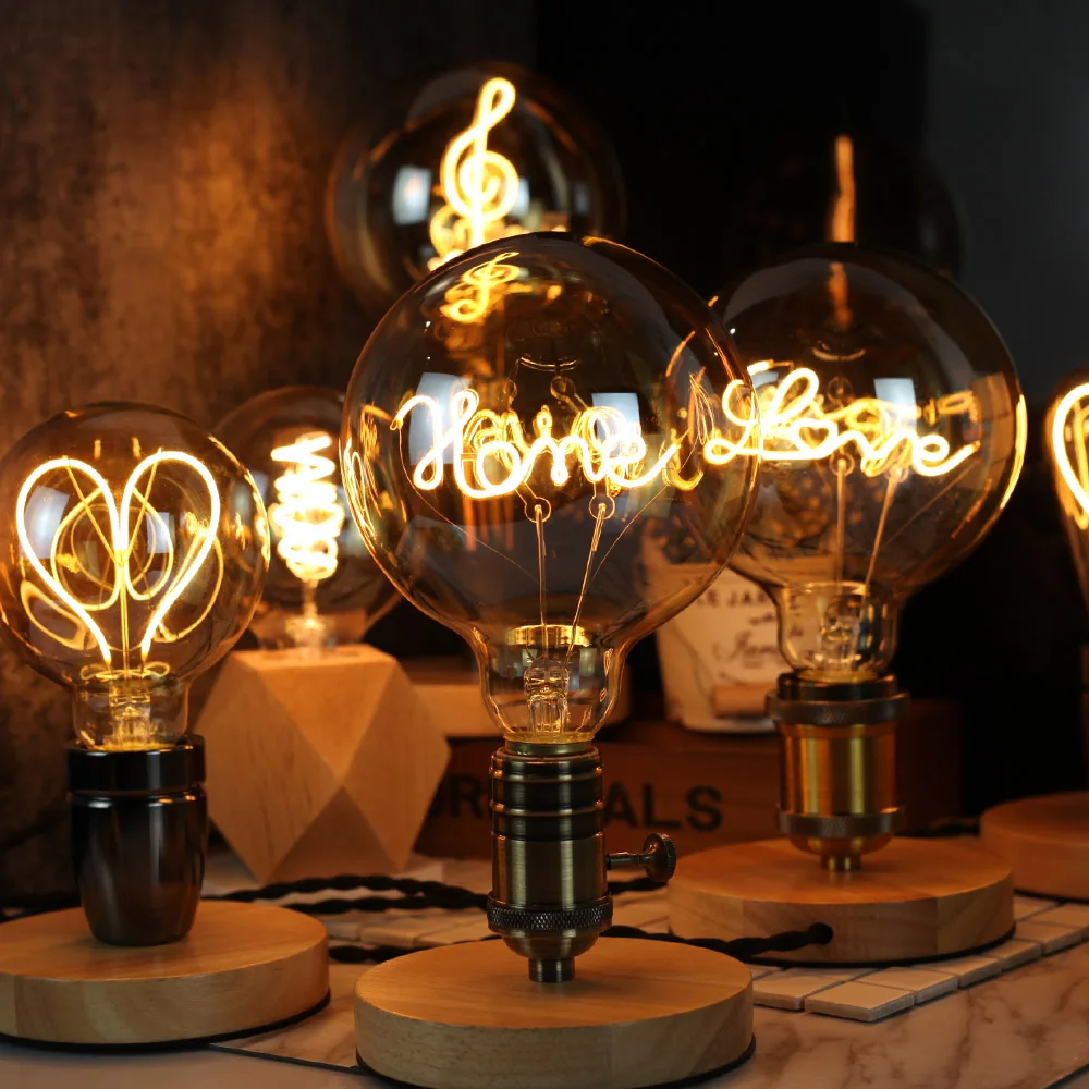 

TIANFAN Edison Bulbs LED Lamp Filament 220V 4W Decorative Retro light G125Love Home Yeah Note Cupid's Arrow Pendant Lamp Bulb
