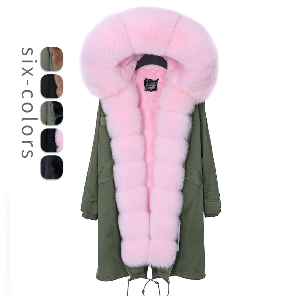 Пальто из натурального меха зимняя куртка Женская длинная парка пальто лисы